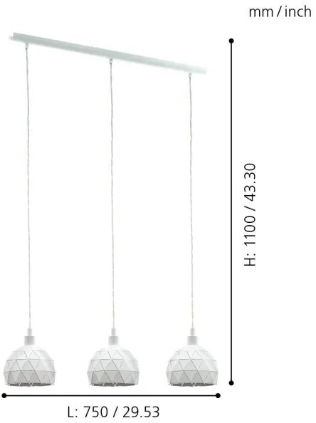 Eglo 97857 - Csillár zsinóron ROCCAFORTE 3xE14/40W/230V