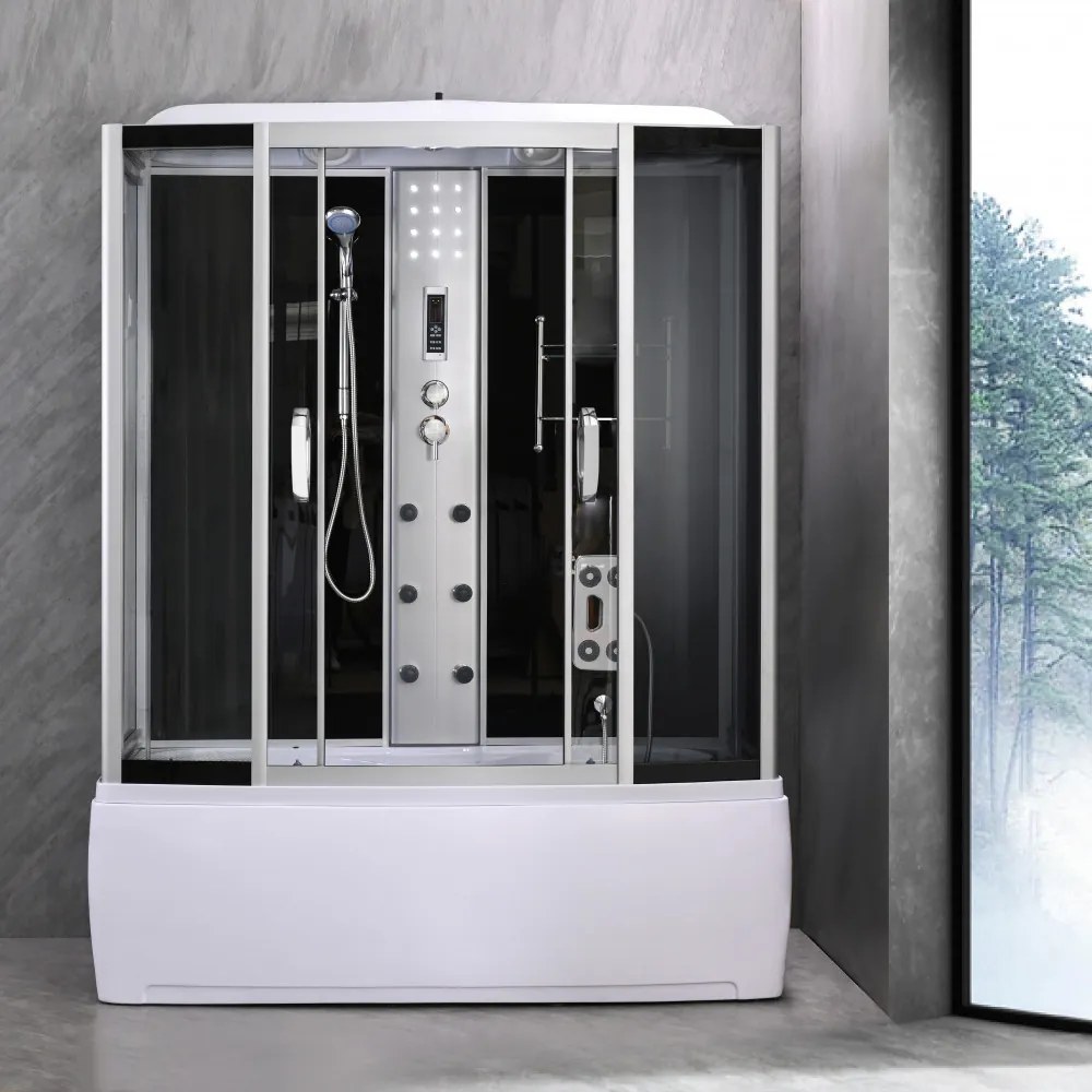 Emilia 170 Hidromasszázs Kádkabin elektonikával Black