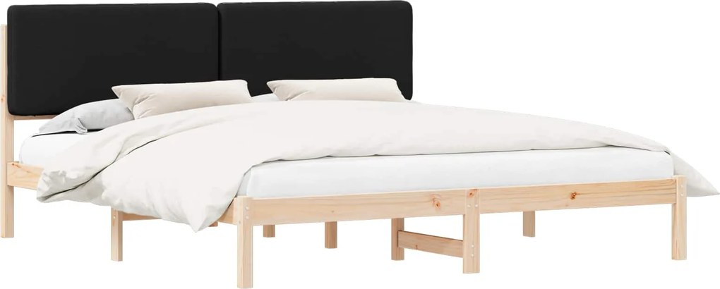 vidaXL Ágykeret Kárpitozott Fejtámlával Fekete 200 x 200 cm
