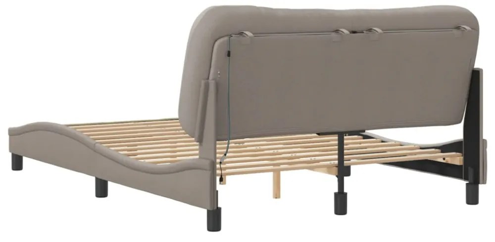 tópszínű szövet ágykeret LED-ekkel matrac nélkül Hvar 120x200 cm