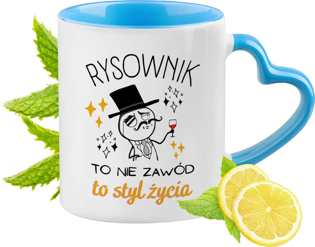 Rajzolónak Kék Bögre Szív Alakú Füllel Ajándék