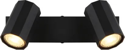 Globo 57918-2B Fali spotlámpa, fém fekete matt, alumínium fekete matt, HxSzxM: 260x60x145mm, 2x GU10 25W 230V izzók nélkül