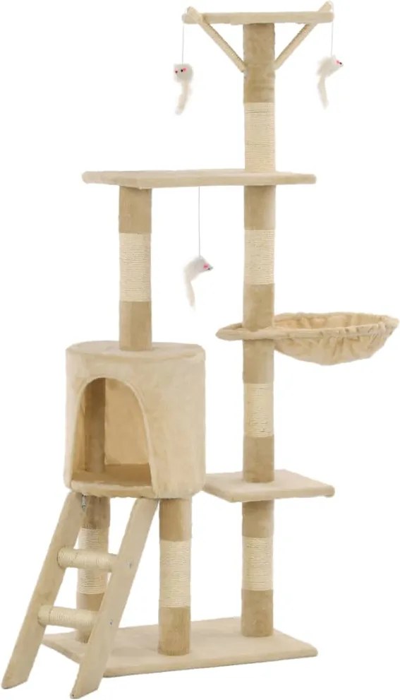 vidaXL bézs macskabútor szizál kaparófákkal 138 cm