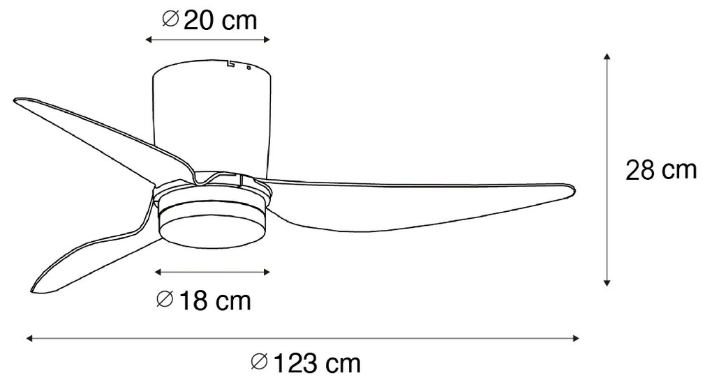 Mennyezeti ventilátor fehér 123 cm LED-del, fényerőszabályzóval és távirányítóval - Patty