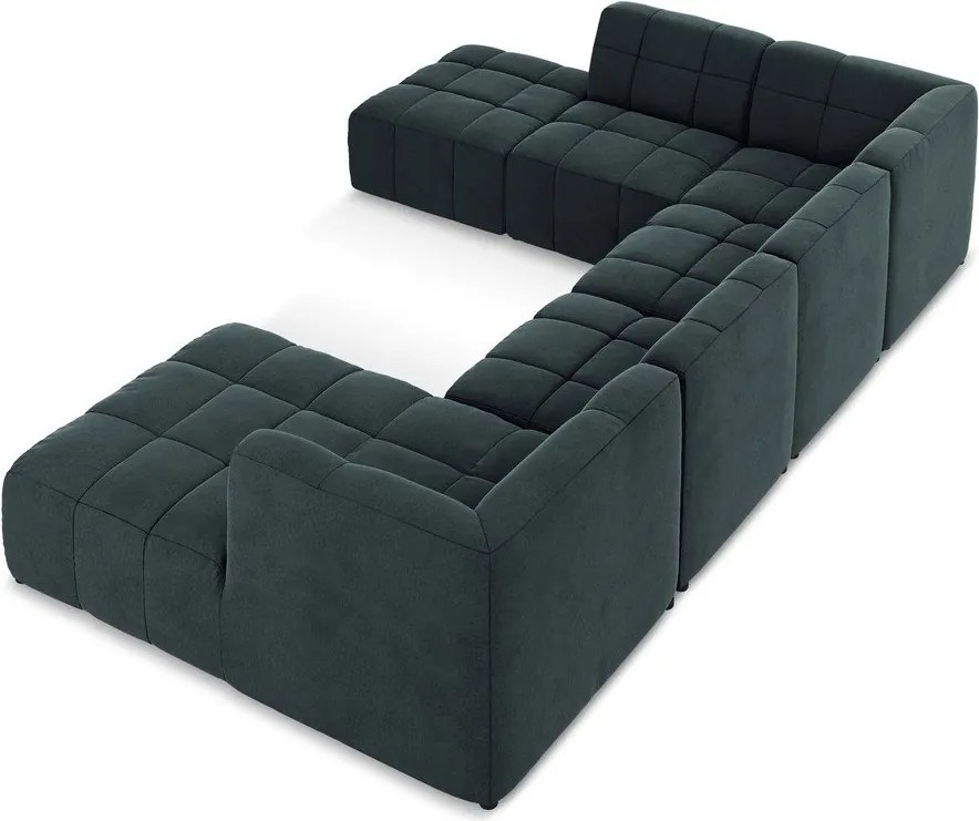 Kék bársony sarokkanapé (U alakú) Aloha – Makamii