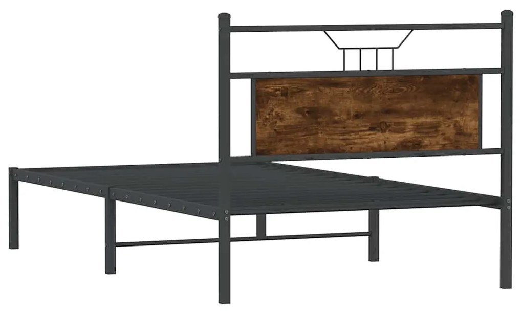 füstös tölgy színű szerelt fa ágykeret matrac nélkül 107x203 cm