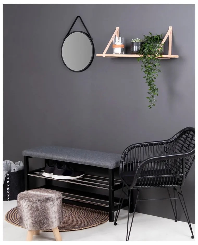 Forno fa polc barna bőr tartóval, 120 x 20 cm - House Nordic