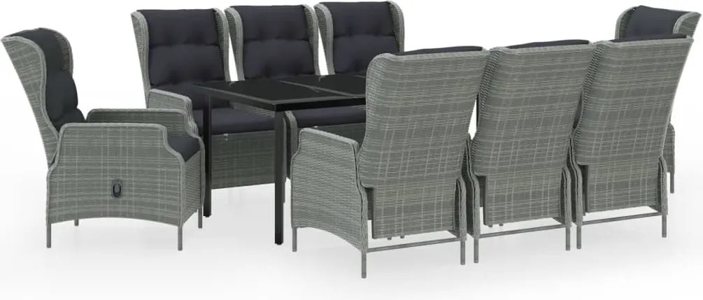 vidaXL 9 részes világosszürke kerti étkezőgarnitúra