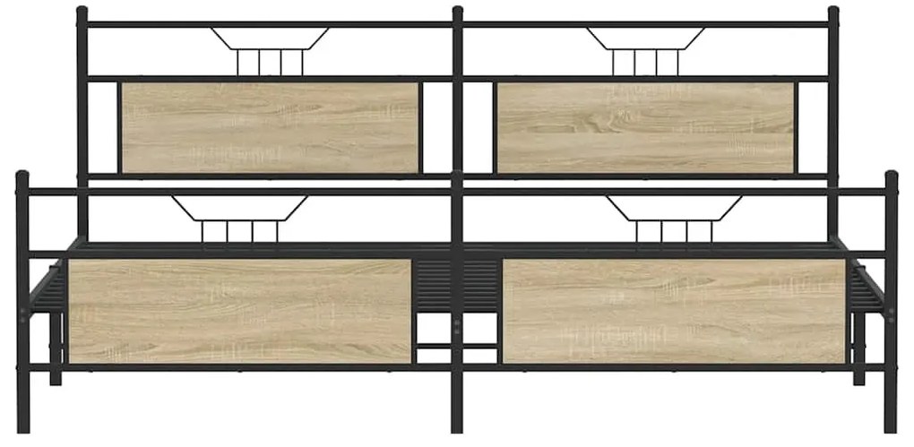 sonoma tölgy színű fém ágykeret matrac nélkül 193 x 201 cm
