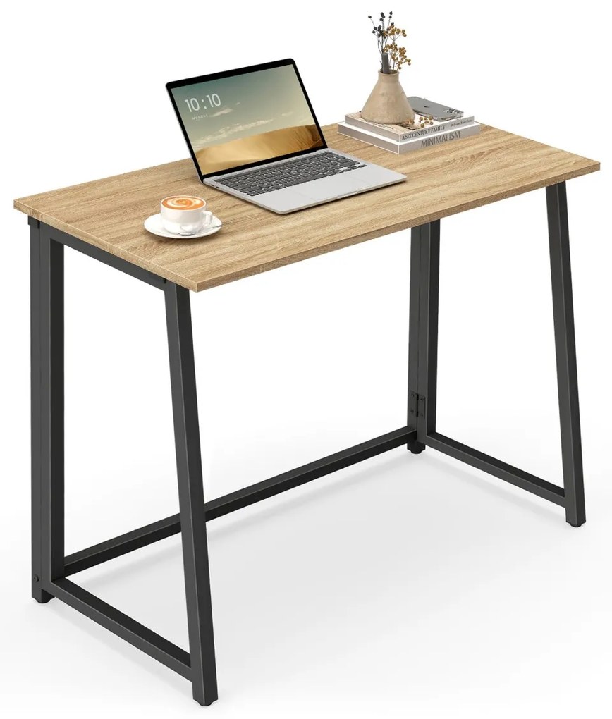 Dolgozószobai szett – összecsukható íróasztal ZARIMO 80×40 cm sonoma tölgy + irodai szék AVOLA VELVET világosszürke