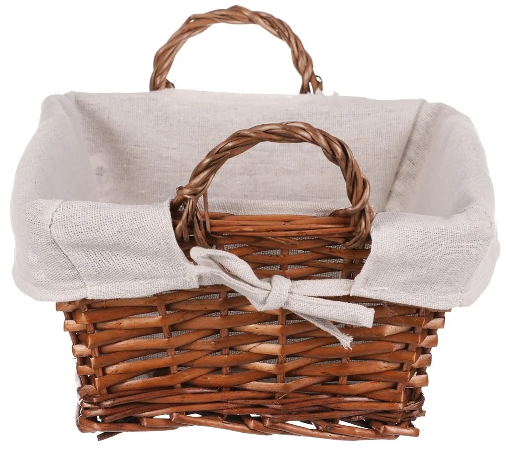 Fonott kosár, szövet barna színű, 35 x 25 x 13 cm