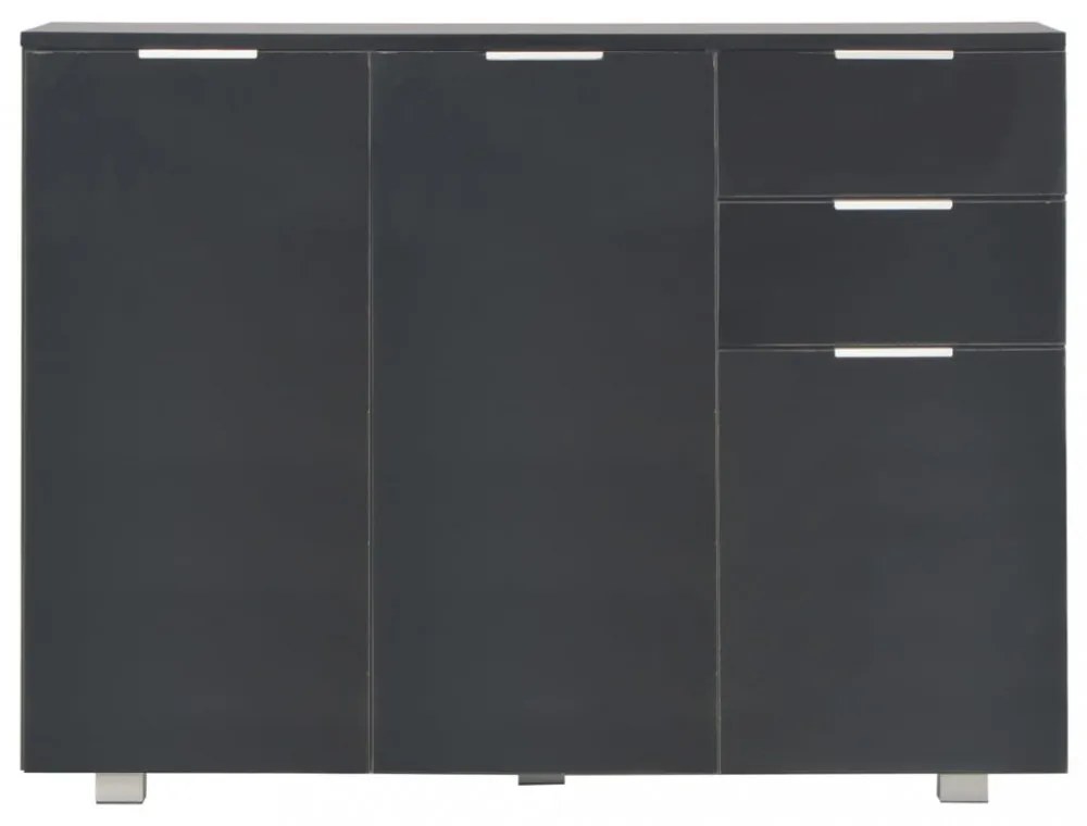 fekete magasfényű tálalószekrény 107x35x80,5 cm