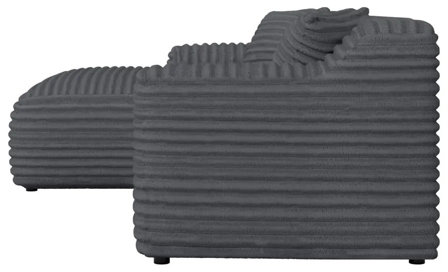 Sötétszürke kordbársony sarokkanapé (bal oldali-heverő résszel) Martin – Ropez