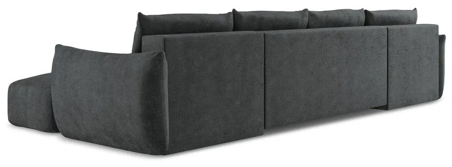 Sötétszürke zsenília kinyitható sarokkanapé (U alakú) Leila – Makamii