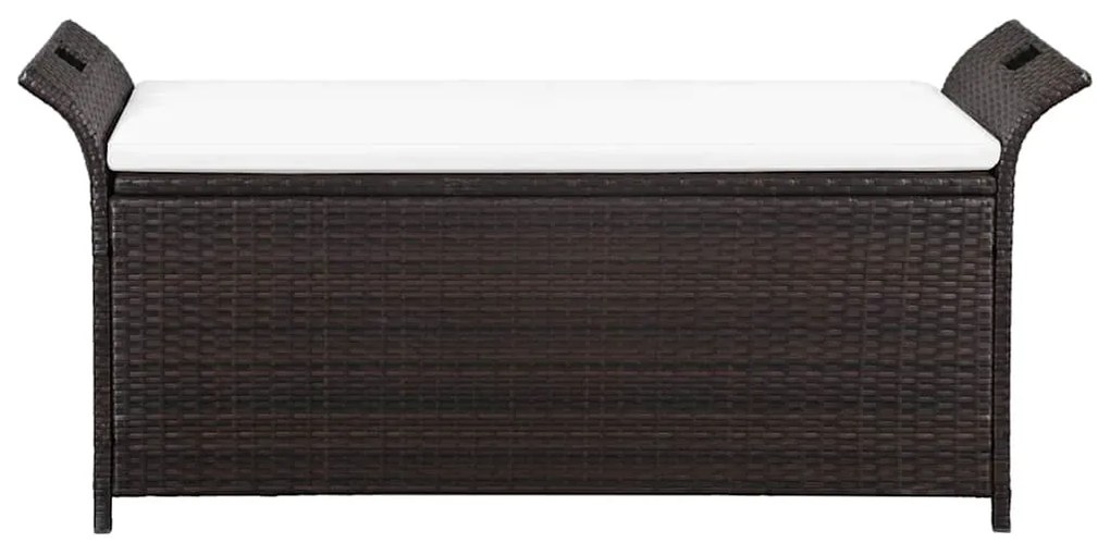 Barna polyrattan tárolópad párnával 138 cm