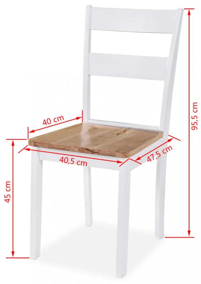 5 részes fehér MDF és gumifa étkezőgarnitúra