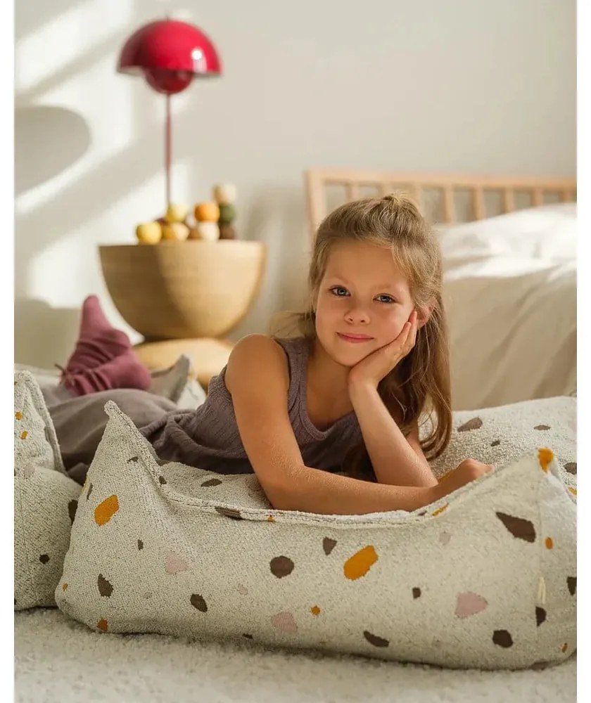 Fehér buklé-zsenília gyerek babzsákfotel Terrazzo Square – Wigiwama