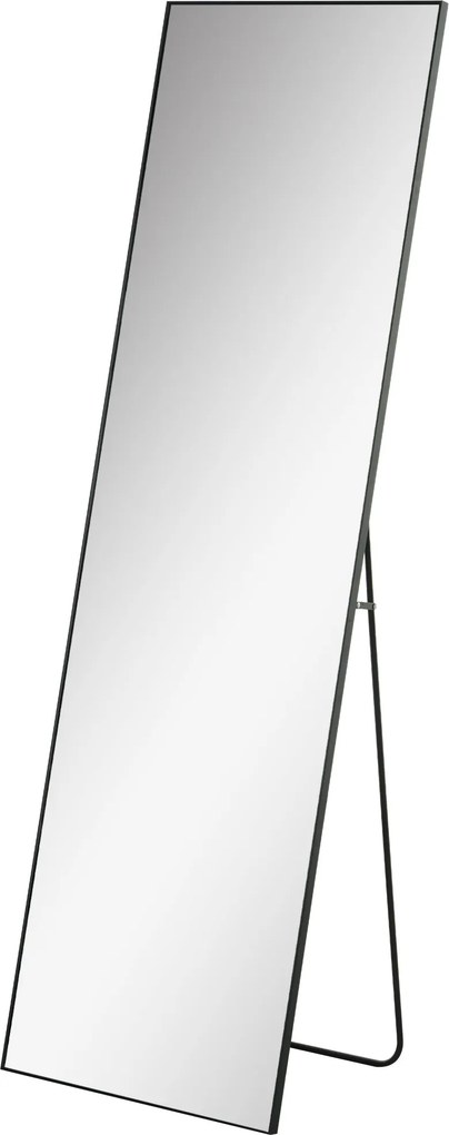 HOMCOM Teljes Magasságú Fali vagy Álló Tükör Edzett Üveggel, Modern Tükör Fém Kerettel és Alumínium Ötvözetből, 50x2x161.5 cm, Fekete | Aosom