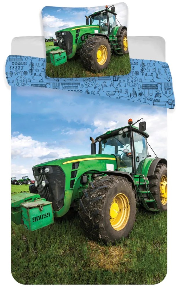 Traktor Green Field ágyneműhuzat 140×200cm, 70×90 cm