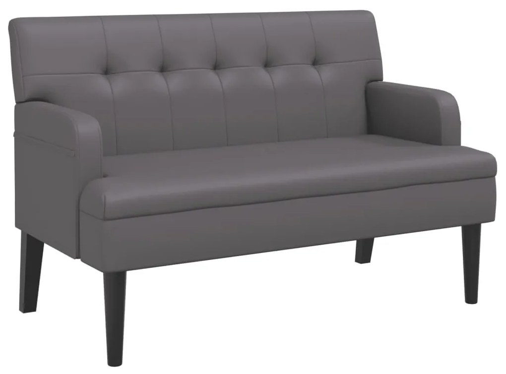 szürke műbőr pad háttámlával 112x65,5x75 cm