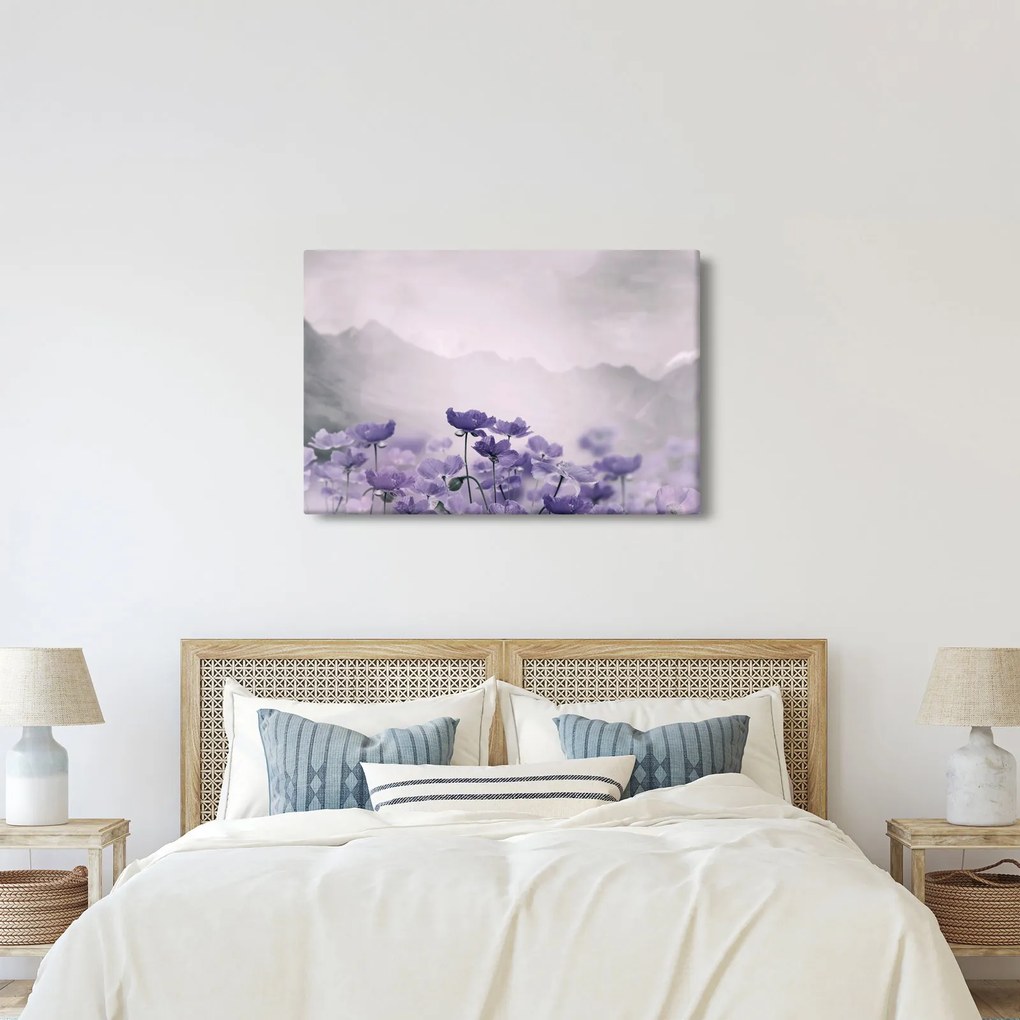 Kép - Lila virágok a hegyekben (90x60 cm)