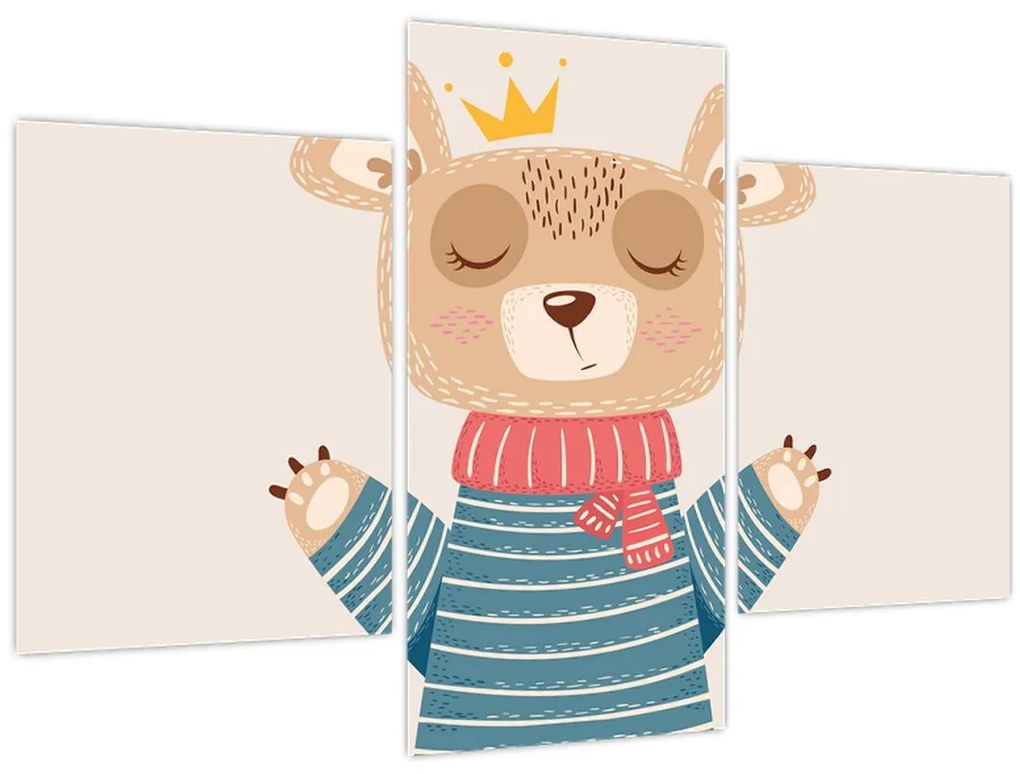Kép - Bézs mackó koronával (90x60 cm)