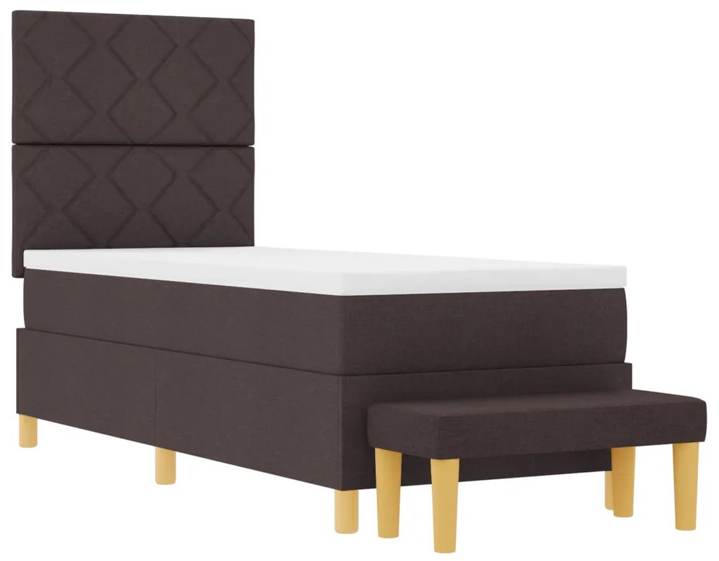 Bonell rugós ágy matraccal és paddal Sötétbarna 80x200 cm Szövet