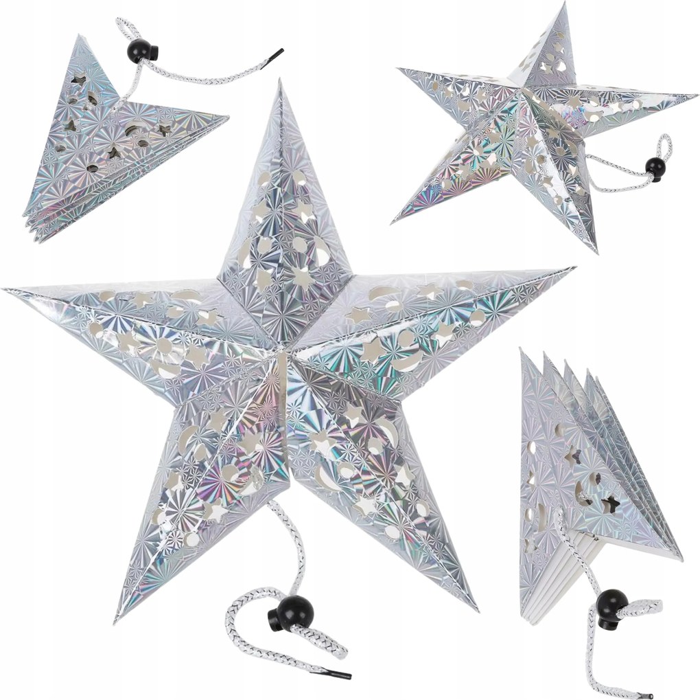 Nagy Papír Csillag Karácsonyi Dekoráció Áttört Ezüst Dekoráció 40CM 3D