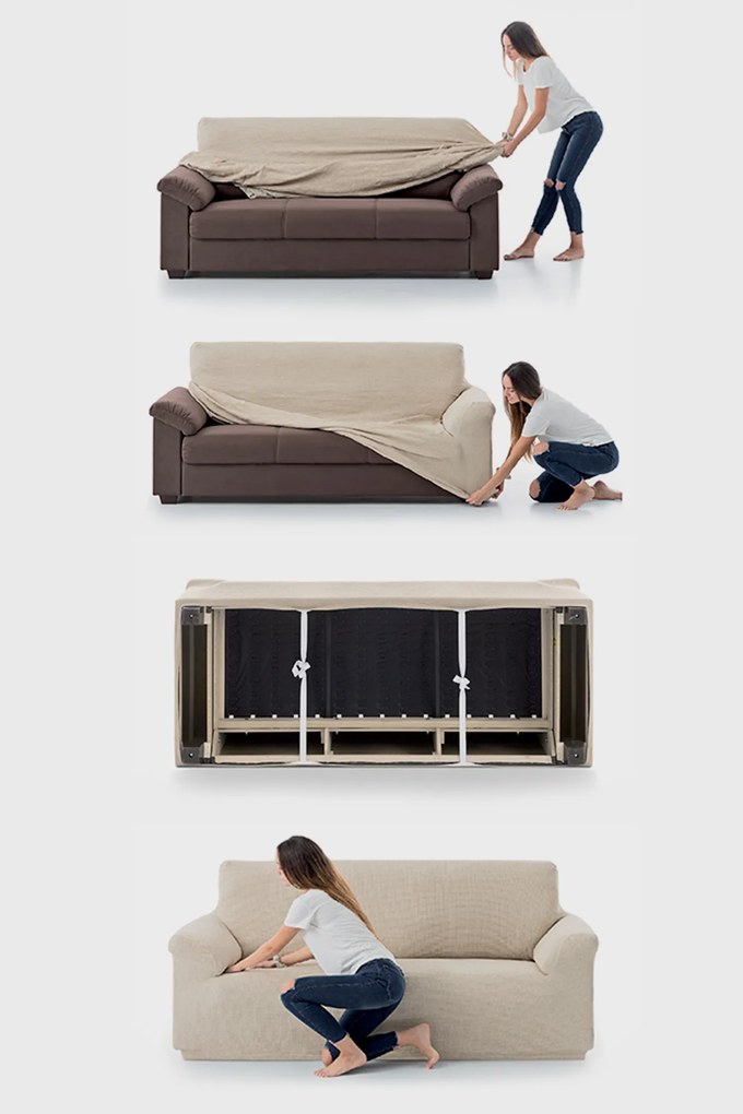 Milos háromszemélyes kanapéhuzat, bézs