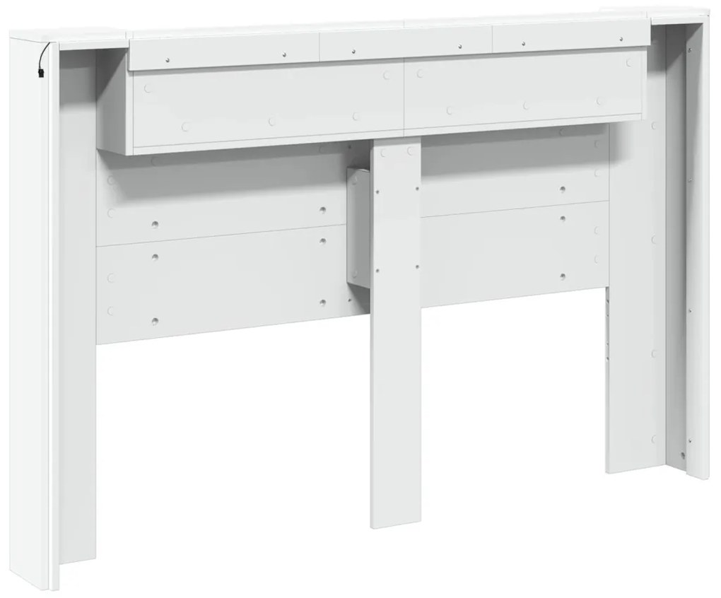 Fejtámla LED -es lámpákkal Fehér 160 x 16,5 x 103,5 cm Faanyag