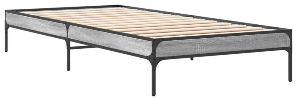 sonoma tölgyszínű szerelt fa és fém ágykeret 90 x 200 cm