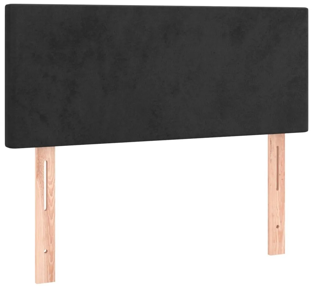 fekete bársony rugós és LED-es ágy matraccal 100x200 cm