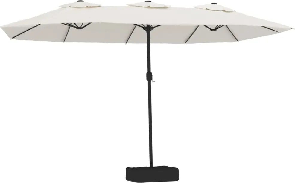 vidaXL homokfehér dupla tetős napernyő LED-ekkel 449x265 cm