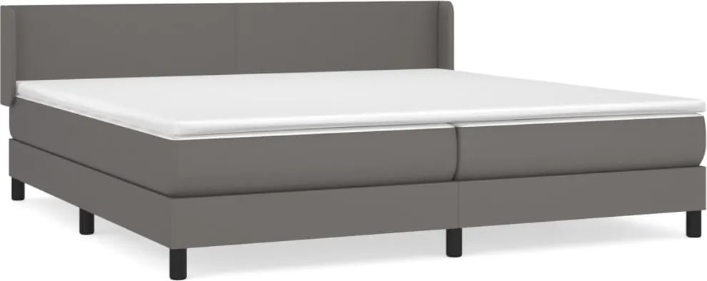 vidaXL szürke műbőr rugós ágy matraccal 200 x 200 cm