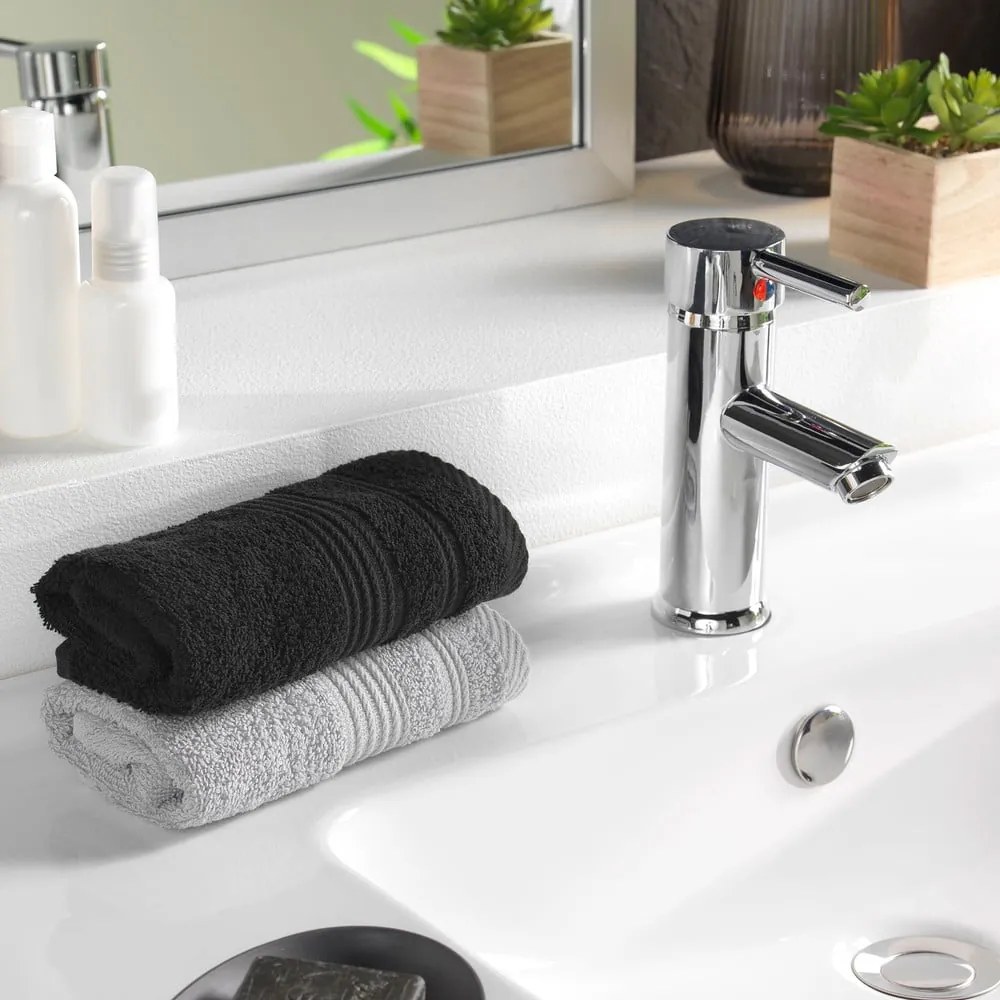 Fekete frottír pamut törölköző 30x50 cm Tendresse – douceur d'intérieur