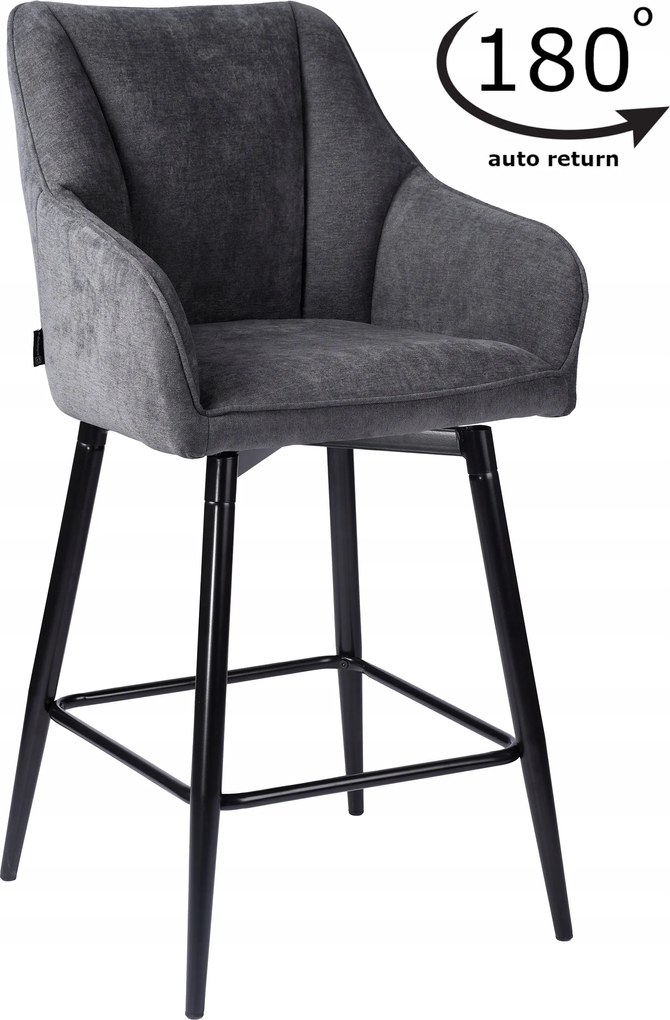 Hoker, bárszék, kárpitozott bárszék szürke háttámlával Elmo