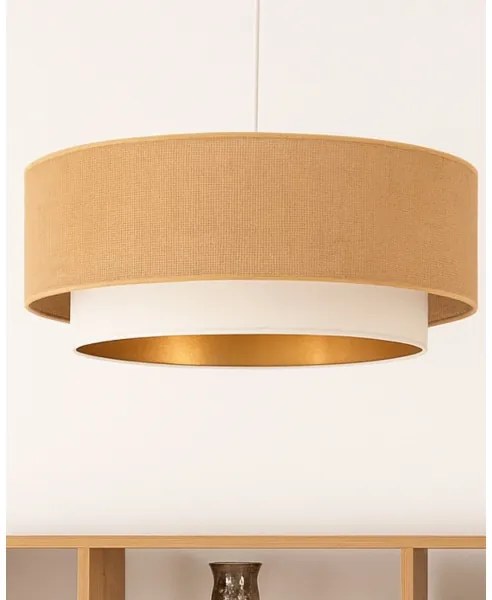 Zsinóros csillár SARTA 1xE27/60W/230V átm. 45 cm fehér/juta