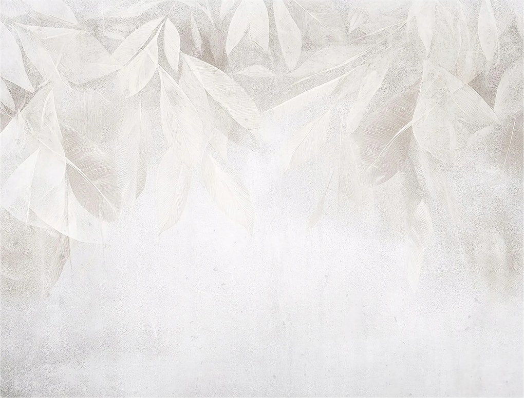 Fotótapéta Levelek Beton Szürke Loft Boho Hálószoba Nappali Tapéta 400x280