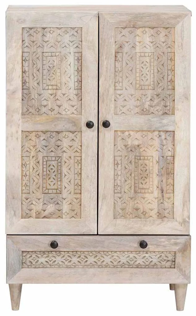 Magasfiú fiókkal polcokkal Fehér 60 x 33 x 100 cm tömör mangófa