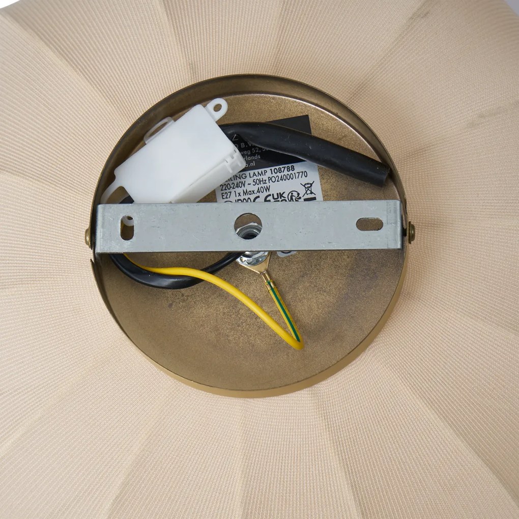 Japandi mennyezeti lámpa arany színben, bézs lámpabúrával - Pluni