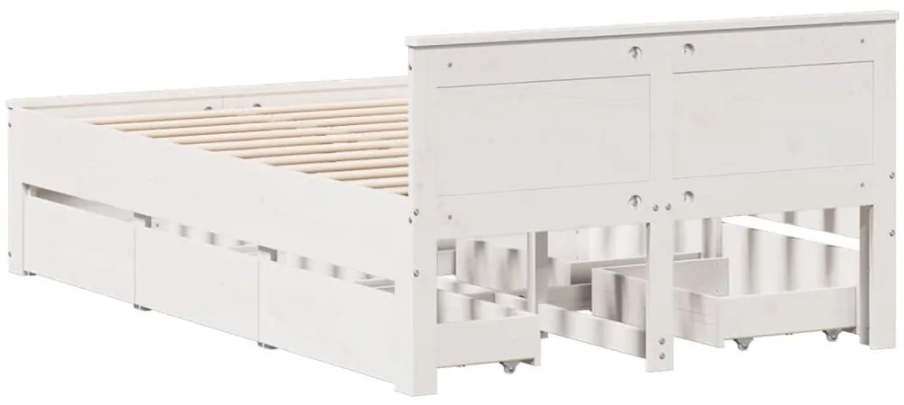 fehér tömör fenyőfa fejtámlás ágykeret matrac nélkül 120x200 cm