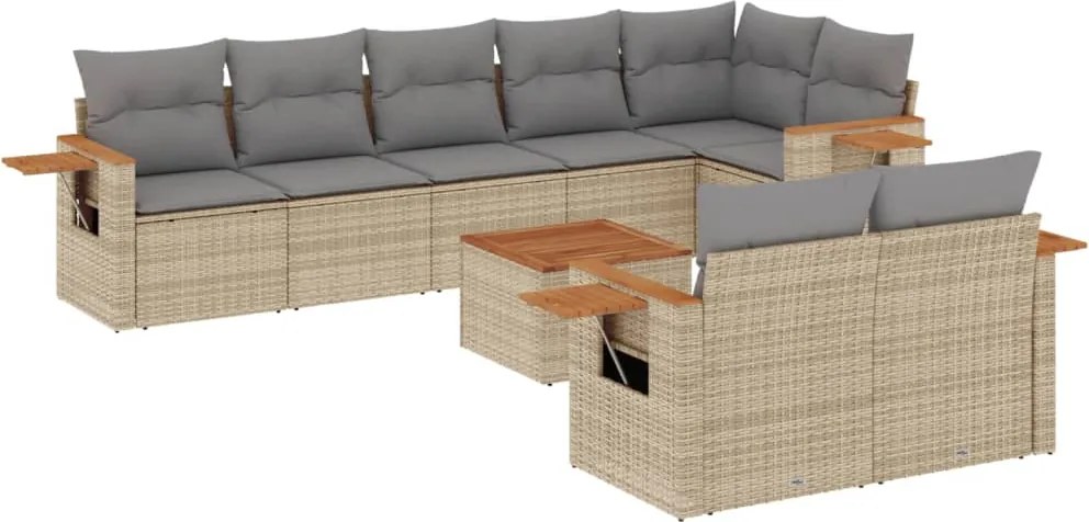 vidaXL 9 részes szürke polyrattan kerti ülőgarnitúra párnákkal