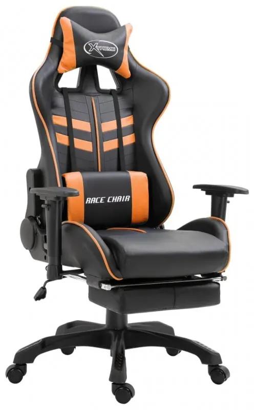 Narancssárga műbőr gamer szék lábtartóval