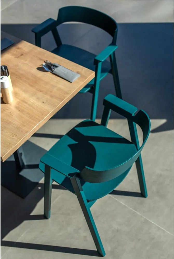 Petróleum színű tölgyfa karfás étkezőszék Flip – Gazzda