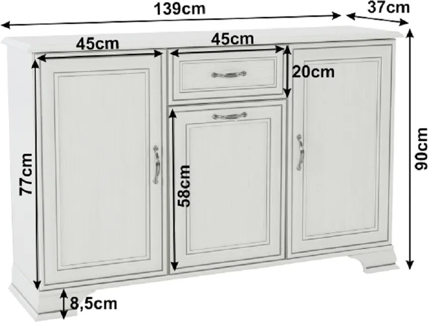 Kombinált komód 3D1S, woodline bézs, TIFFY 08