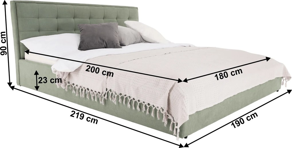Ágy, menta, 180x200, ELSIE