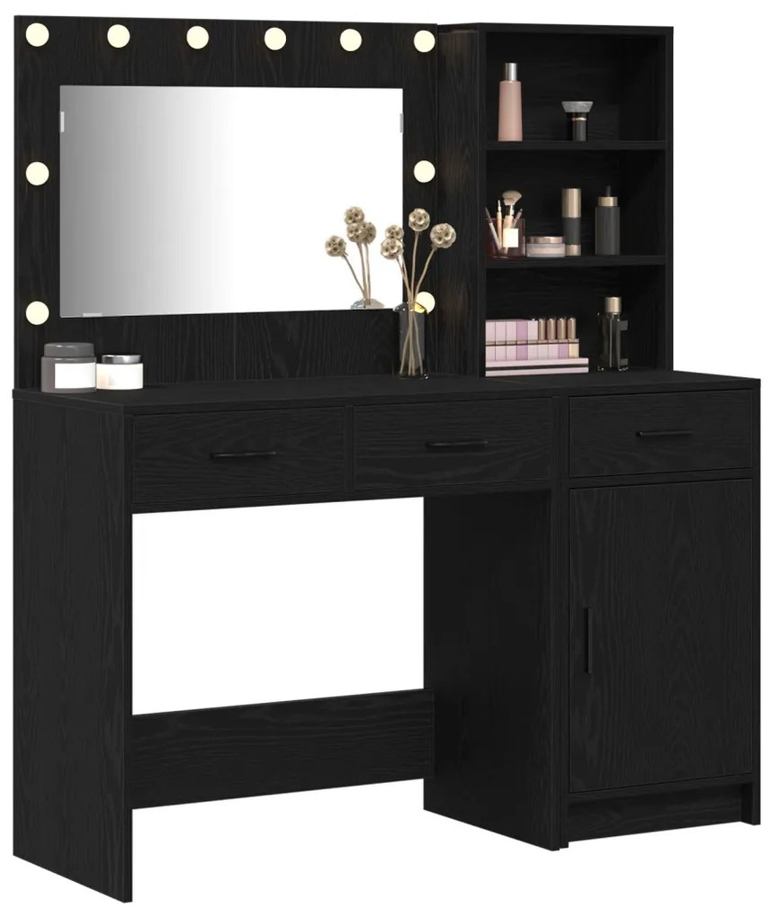 Öltözködőasztal fiókkal 2 pcs Fekete 78.5 x 41 x 135 cm Faanyag