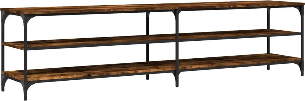 vidaXL füstös tölgy színű szerelt fa és fém TV-szekrény 200x30x50 cm