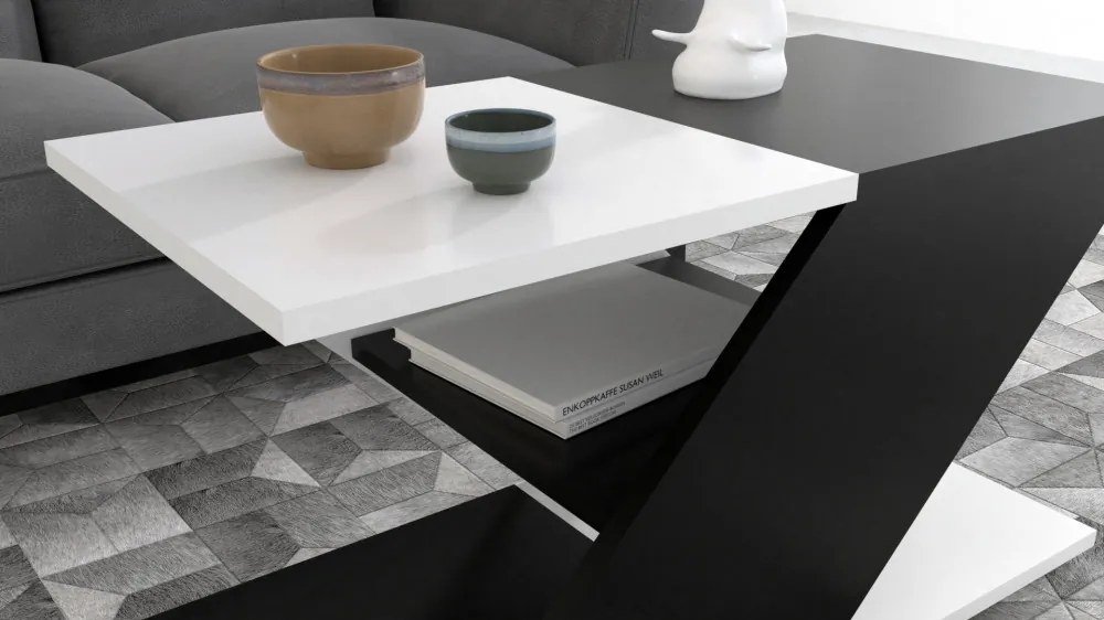 CASSINO ZEX Dohányzóasztal Fekete-fehér