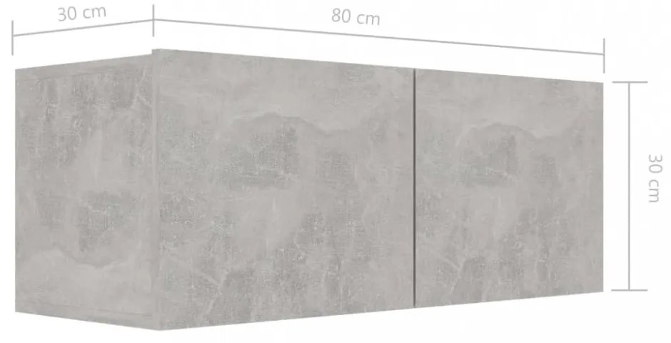 8 részes betonszürke forgácslap TV-szekrényszett